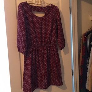 Navy and orange dress.